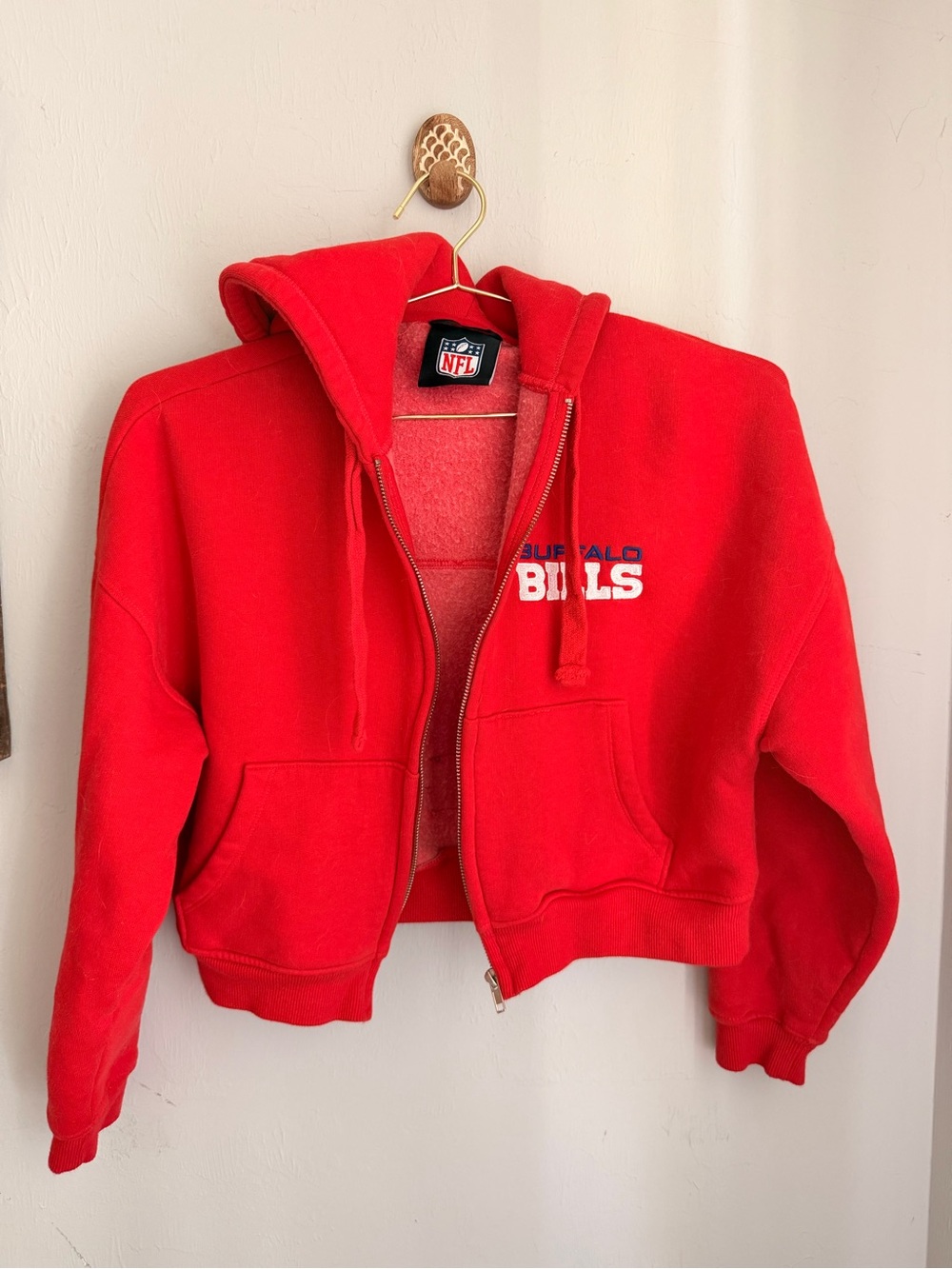 Zara Red Buffalo Bills Zip-Up Hoodie